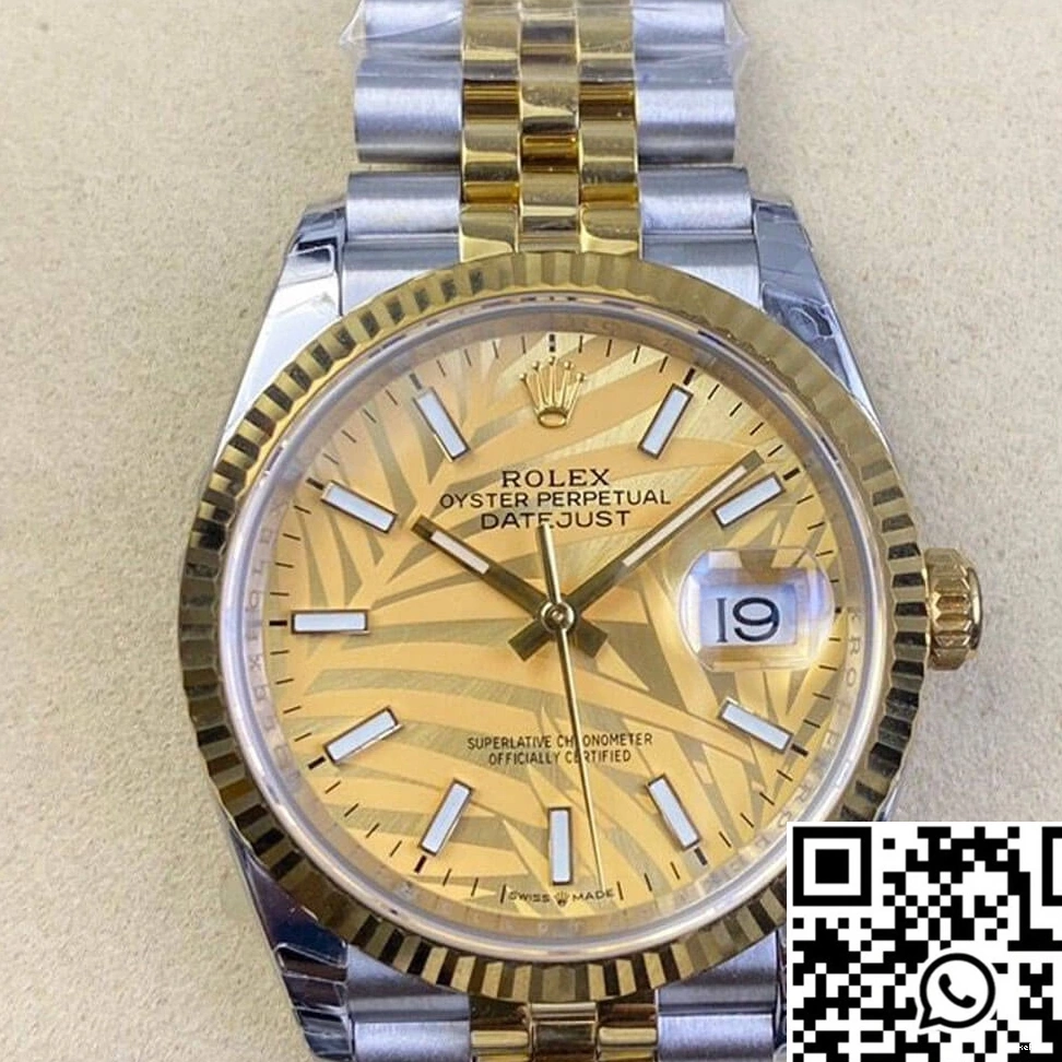 Dial Golden M126233-0037 Pattern Leaf Palm Factory EW Datejust Rolex 0322